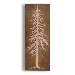Copper Art, Etched Copper Pine Tree Wall Art, Copper Wall Decor, 4.5x12&quot;, 6.75x18&quot;, 9x24&quot;, made to order in the USA by daartshop