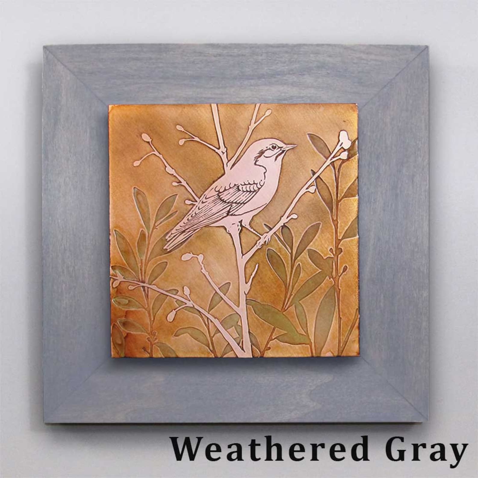 Copper Art Etched Copper Bird in a Field 9 or 12 Etsy