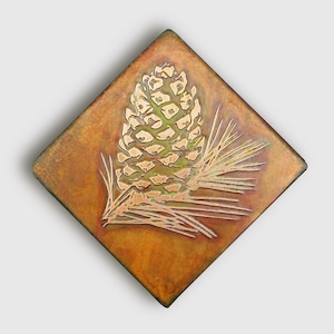 Copper Art, Etched Copper Pinecone Wall Art, Small and Large Copper Wall Art, Pinecone variety 1, made to order in the USA by daartshop