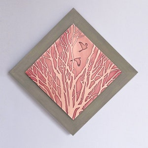 Copper Art, Etched Copper Trees, 16&quot; Square Framed Wall Art, Metal Wall Art, Copper Wall Decor made to order in the USA by daartshop