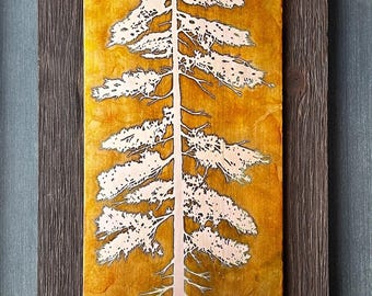 Copper Wall Art, Etched Copper Arizona Pine Tree, Rustic Cedar Framed Art, Botanical Nature Art made to order in the USA by daartshop
