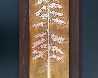 アンティーク　カラーアート純銅メダル 5オンス　マネーツリー Copper Art, Etched Copper Arizona Pine Tree Wall Art, Copper Wall