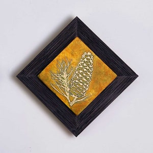 Copper Art, Etched Copper Pinecone, Rustic Cedar Frame, Three Sizes, Nature Art, Copper Wall Decor made to order in the USA by daartshop