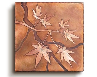 Copper Wall Art, Etched Japanese Maple Branch, Copper Wall Decor, Botanical Nature Art made to order in the USA by daartshop