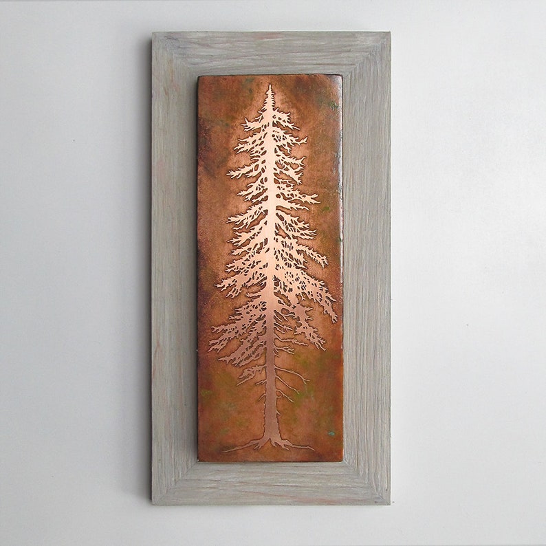 Metal Etched Pine Tree Framed Wall Art With 7.5x15 Etsy