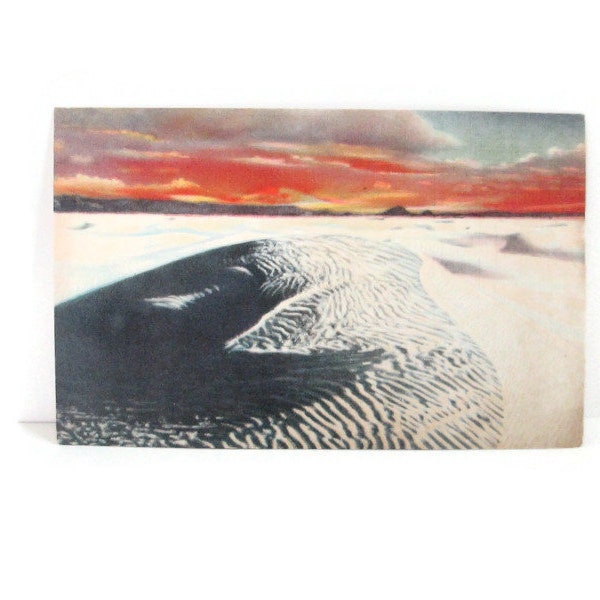 Vintage Linen Postcard Evening Shadows On The Great White Sands. A National Monument Near Alamogordo New Mexico