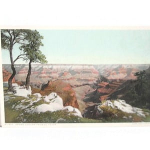 Vintage Arizona Pre-Linen Postcard Grand Canyon From El Tovar