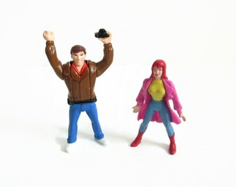 Peter Parker and Mary Jane Watson from The Spider-Man Animated Series 1995 McDonald's Happy Meal Toys Marvel Comics