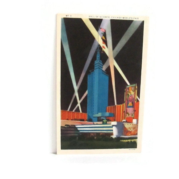1933 Chicago World's Fair Vintage Linen Postcard Hall of Science WF-11