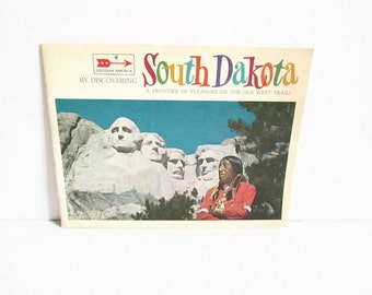 South Dakota Vintage Guidebook, SD Travel Souvenir, Discover America, Vacation Guide Book, Large Highway Map, Ancestral Home Sioux Indians