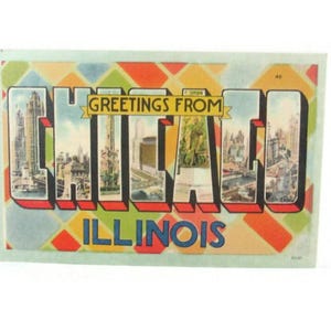 Vintage Linen Postcard Greetings from Chicago Illinois