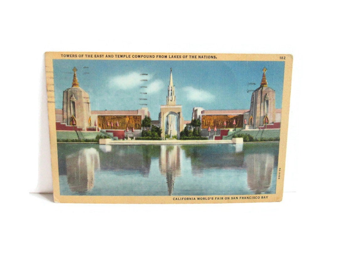Vintage Linen Postcard Towers of the East and Temple Compound Etsy
