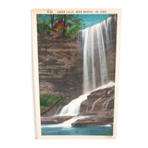 Vintage Linen Postcard Abram Falls Near Bristol Virginia - Tennessee