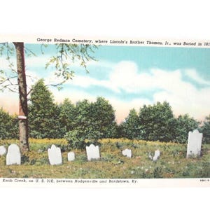 Vintage Kentucky Linen Postcard George Redmon Cemetery where Lincoln's Brother Thomas Jr. Buried