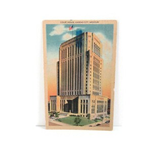 Vintage Kansas City Missouri Linen Postcard Court House