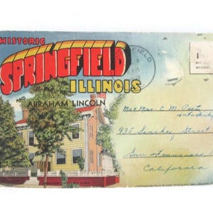 Historic Springfield Illinois AND Abraham Lincoln Vintage 1946 Souvenir Folder 18 Views
