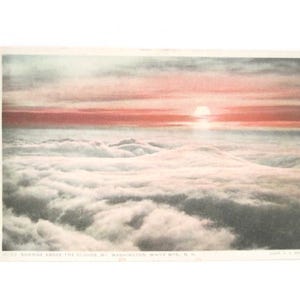 Antique Postcard Sunrise Above The Clouds Mt. Washington White Mountains New Hampshire