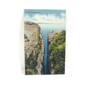 Vintage Linen Postcard Purgatory Newport Rhode Island