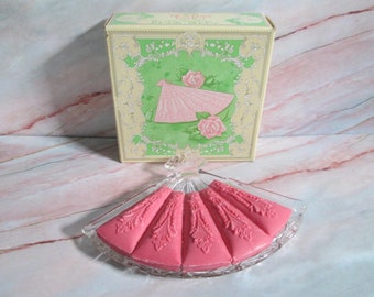 Vintage Avon Fancy Soap Dish Fan Shape Dish Pink Fragranced Soaps