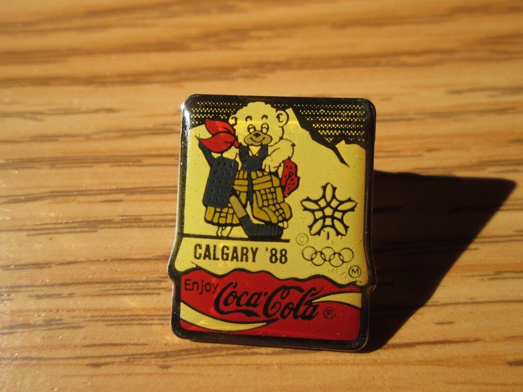 Vintage Coca Cola Olympic Pin, Hockey Goalie Howdy the Polar Bear, 1988 ...