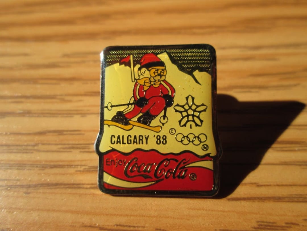 Vintage Alpine Skiing Coca Cola Olympic Pin, Mascot Hidy or Howdy the ...