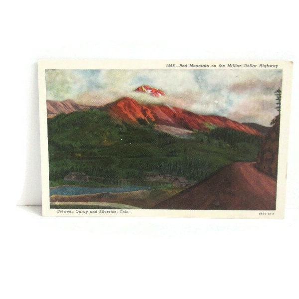 Vintage Colorado Pre Linen Postcard Red Mountains on the Million Dollar Highway Between Ouray and Silverton