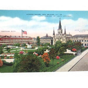 New Orleans Louisiana Vintage Linen Postcard Jackson Square