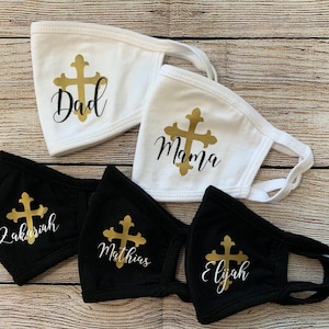 Personalized Face Masks, Religious Cross Mask, Baptismal Mask, Matching Family Mask, Wedding Mask, Custom FaceCovering, Godmother, Godfather