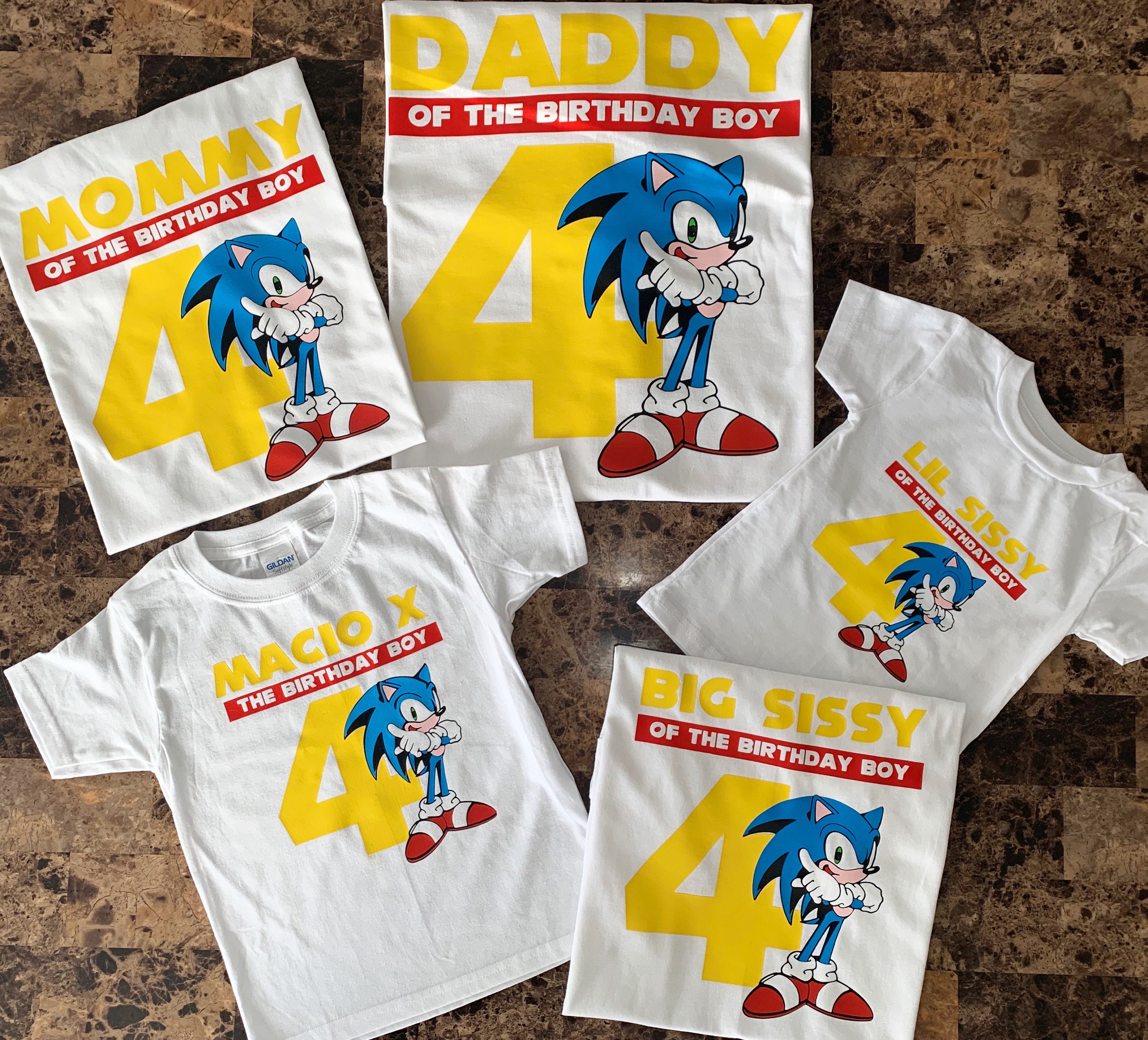 Sonic the Hedgehog Party Birthday Family Custom T-shirts. 