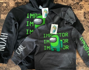 Custom Among Us Hoodie Video Game Lover Gamer Sweater Custom Youth and Toddler Hoodie Personalized Imposter Crewneck Crewmate Etsy