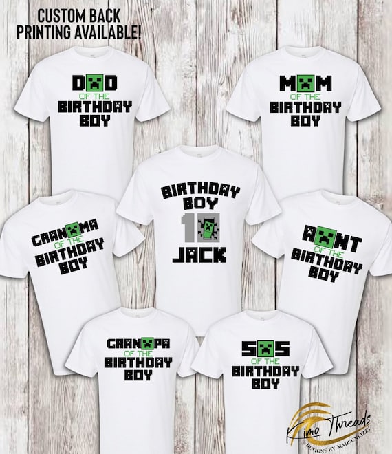 Minecraft Custom Birthday T-Shirt. Minecraft Birthday T-Shirt.