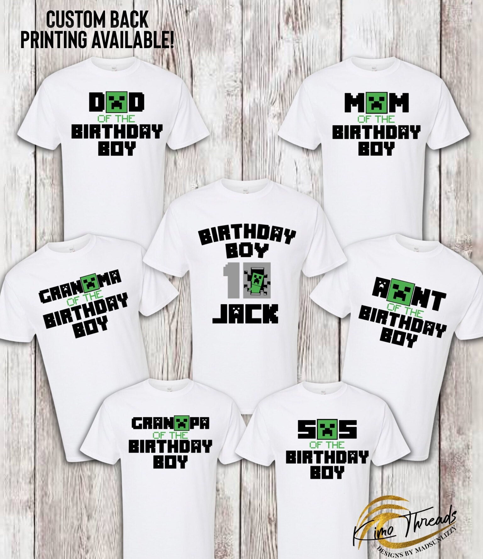 Camisas personalizadas a juego de la familia Minecraft camisas familiares camisas de cumpleanos camisetas personalizadas camisa de cumpleanos inspirada en videojuegos personalizada Etsy Mexico