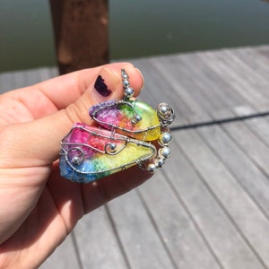 Butterfly Rainbow Solar Quartz Crystal Pendant Necklace. Colorful Quartz // Butterfly // Wire Wrapped. image 6