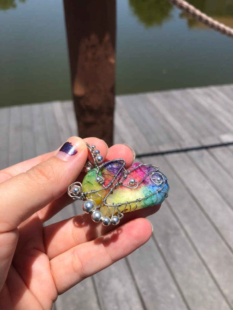 Butterfly Rainbow Solar Quartz Crystal Pendant Necklace. Colorful Quartz // Butterfly // Wire Wrapped. image 5