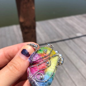 Butterfly Rainbow Solar Quartz Crystal Pendant Necklace. Colorful Quartz // Butterfly // Wire Wrapped. image 3