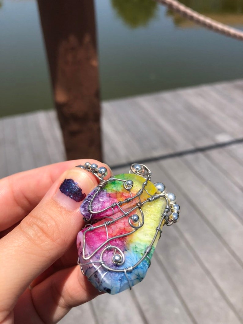 Butterfly Rainbow Solar Quartz Crystal Pendant Necklace. Colorful Quartz // Butterfly // Wire Wrapped. image 3