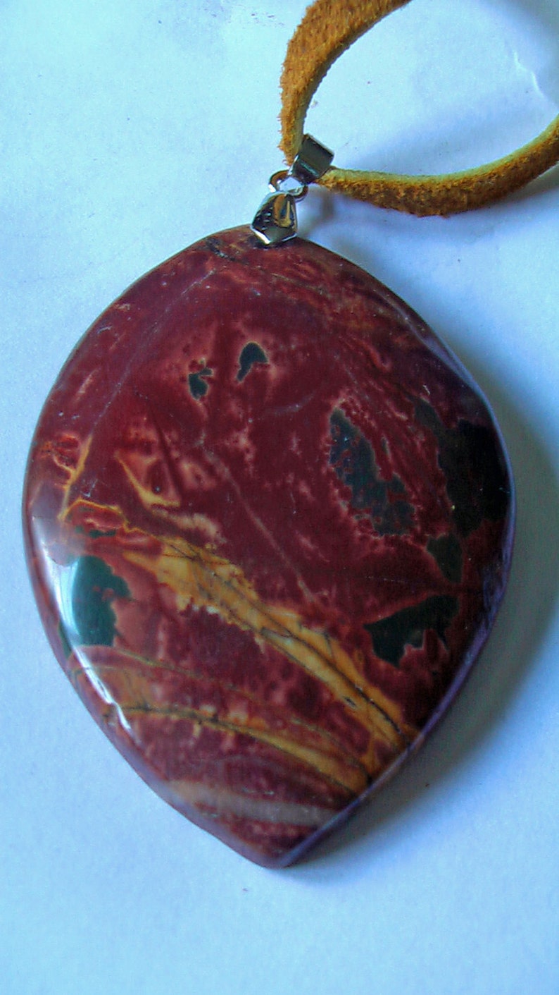 Genuine Picasso Jasper Collar Necklace w/ Indian Head Pendant 261h