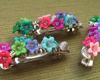 2 Colorful Flower Hair Clips.