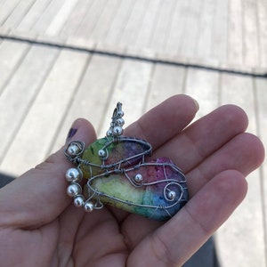 Butterfly Rainbow Solar Quartz Crystal Pendant Necklace. Colorful Quartz // Butterfly // Wire Wrapped. image 9