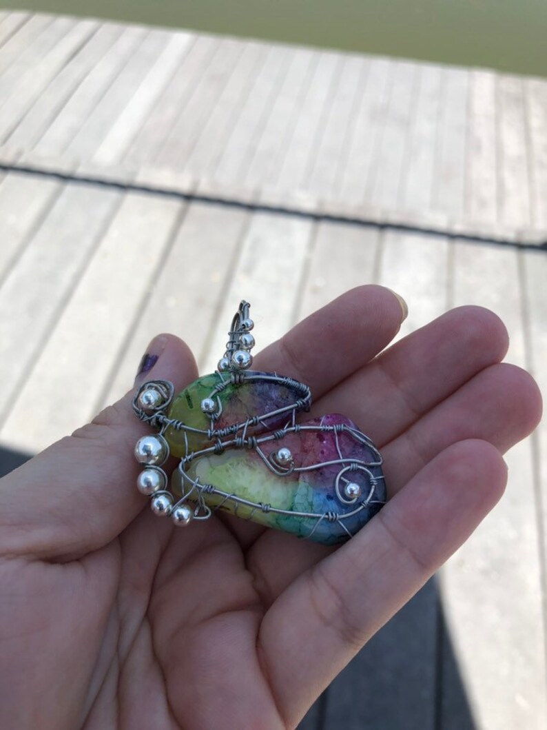 Butterfly Rainbow Solar Quartz Crystal Pendant Necklace. Colorful Quartz // Butterfly // Wire Wrapped. image 9