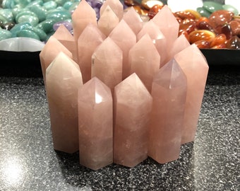 Rose quartz crystal tower.