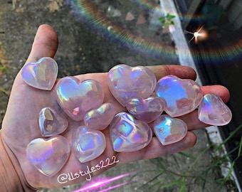 ANGEL AURA Rose Quartz Heart Pocket stone // soothe // rocks // minerals