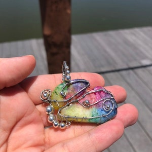 Butterfly Rainbow Solar Quartz Crystal Pendant Necklace. Colorful Quartz // Butterfly // Wire Wrapped. image 2