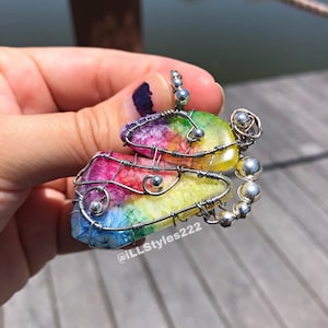 Butterfly Rainbow Solar Quartz Crystal Pendant Necklace. Colorful Quartz // Butterfly // Wire Wrapped. image 1