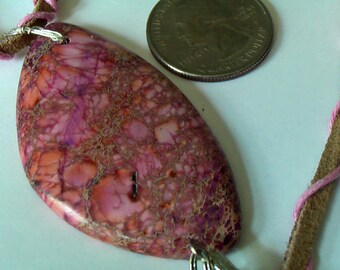 Pink with brown sea sediment jasper necklace.