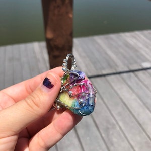 Butterfly Rainbow Solar Quartz Crystal Pendant Necklace. Colorful Quartz // Butterfly // Wire Wrapped. image 4