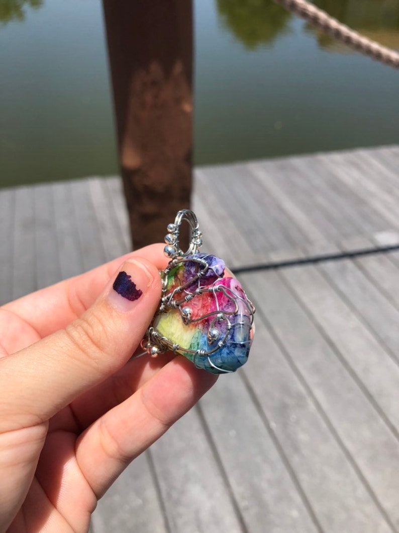 Butterfly Rainbow Solar Quartz Crystal Pendant Necklace. Colorful Quartz // Butterfly // Wire Wrapped. image 4