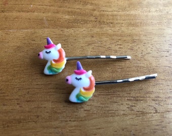 Magical rainbow unicorn bobby-pins.