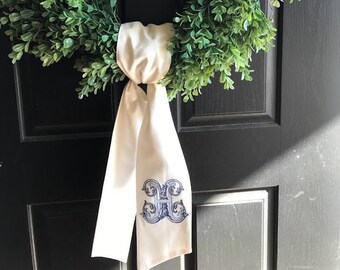 Monogrammed Wreath Sash, Wreath Sash, Personalized Wreath Sash