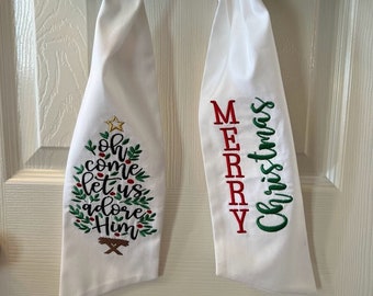 Christmas Wreath Sash, O Come Let Us Adore Him Sash